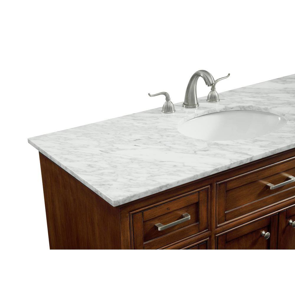 Contemporary Teakwood 48" Vanity with Carrara White Marble Top