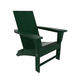 Shoreside Dark Green Modern Folding Plastic Adirondack Chair