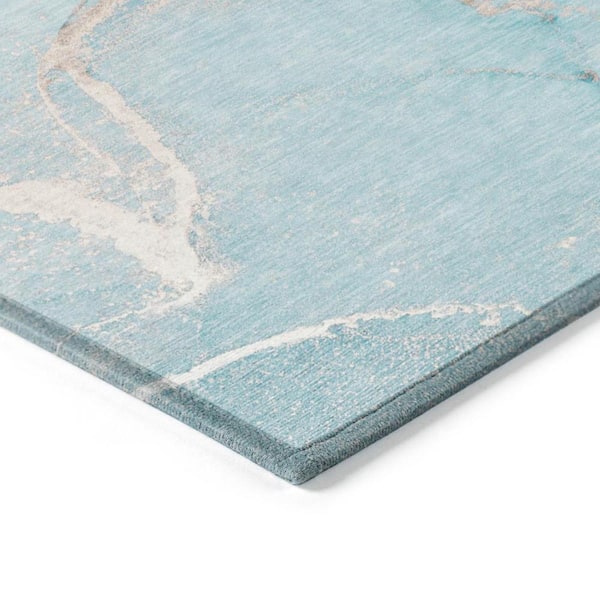 Teal 8 ft. x 10 ft. Abstract Indoor / Outdoor Area Rug