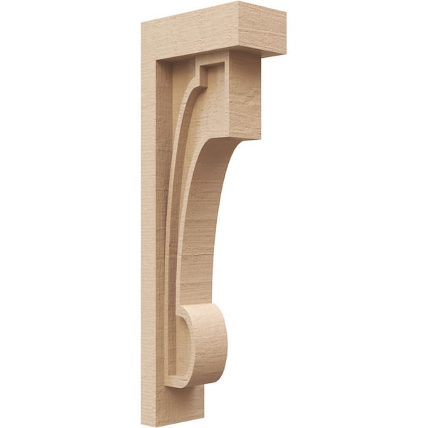 Ekena Millwork 3 in. x 18 in. x 6 in. Thin Alma Rough Cedar Woodgrain TimberThane Corbel, Primed Tan