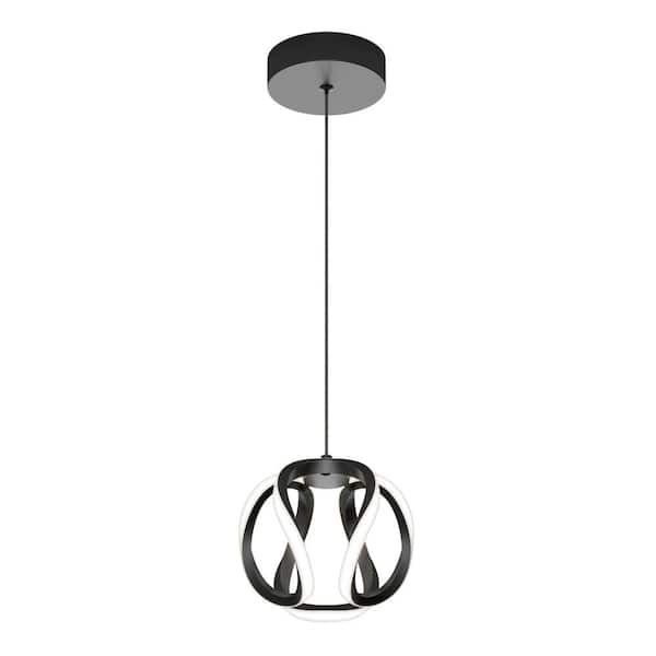 Vivaldi 16-Watt 1 Light Matte Black Modern 3 CCT Integrated LED Mini Pendant Light Fixture for Kitchen Island