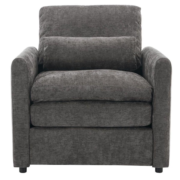 Gray Chenille Upholstered Rolled Armchair