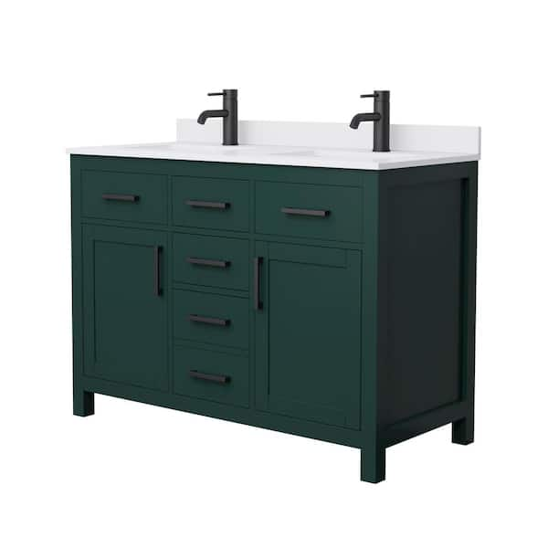 Beckett 48 in. W x 22 in. D x 35 in. H Double Sink Bathroom Vanity in Green with White Cultured Marble Top