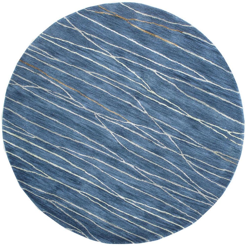Greenwich Azure 6 ft. Round Abstract Contemporary Area Rug