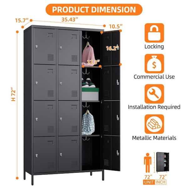 Kaikeeqli Metal Freestanding Cabinet 72 in. H x 35.5 in. W x 16 in