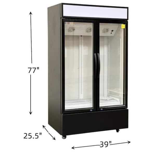 39 in. W 23.5 cu. ft. Commercial Glass Door Merchandiser Refrigerator in Black