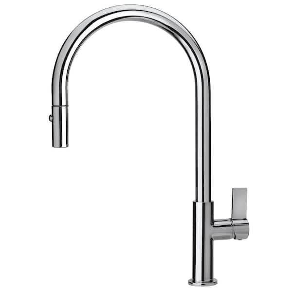 Elba Chrome 16.6 in. H Pull Down Sprayer Kitchen Faucet with 180° Spout Swivel