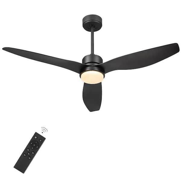 bessten 52 in. Smart Indoor Matt Black Ceiling Fan with Dimmable Integrated LED and Remote Control