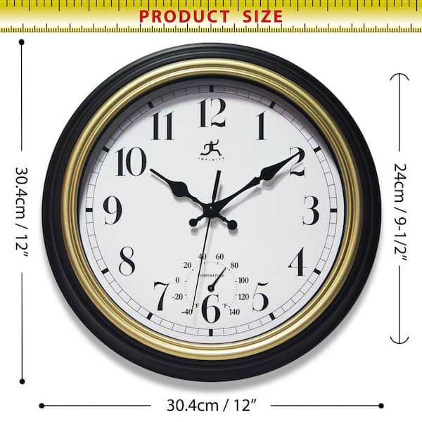 24 inch Classic; a Black Indoor/Outdoor Wall Clock