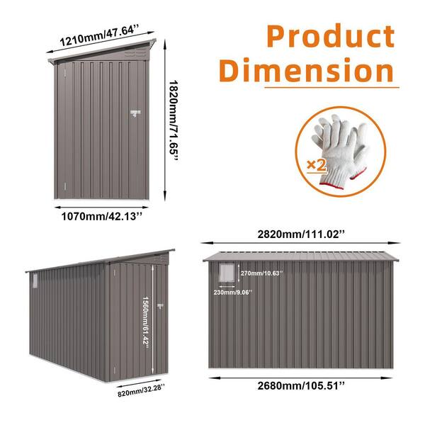 Mondawe 8 ft. W x 6 ft. D Gray and Ivory Metal Peak Roof Storage