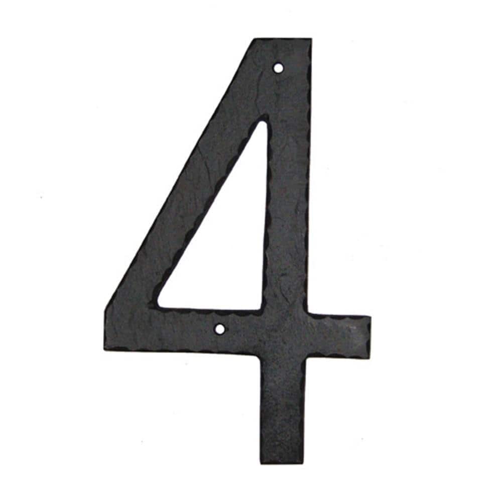 Black Painted Aluminum House Number 4, 10-Inch