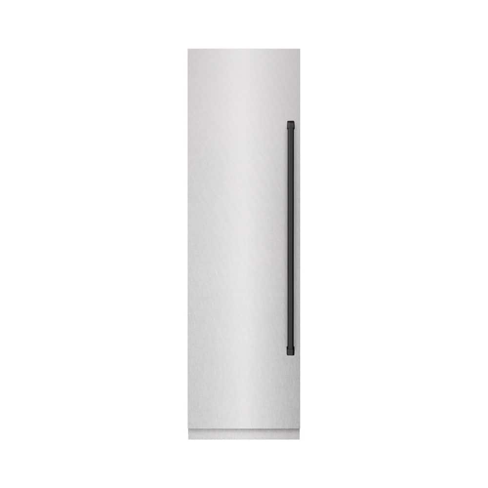 Autograph Edition 24 in. Satin Steel Column Freezer with Graphite Gray Interior and Matte Black Accents