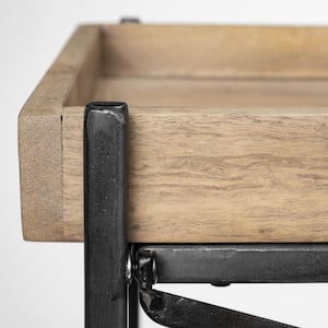 Trey I Brown Wood w/Black Iron Console Table