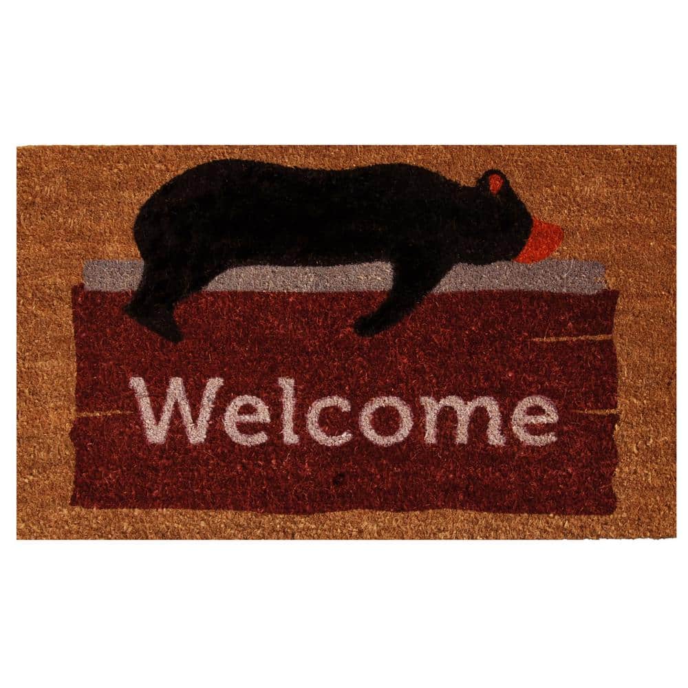 Black/Green/Natural 17 x 29 Calloway Mills 122261729 Bear Greeting Doormat Black/Green/Natural 17 x 29 Calloway Mills 122261729 Bear Greeting Doormat