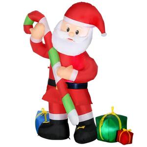 6' Christmas Inflatable Santa Claus with Candy Cane, Outdoor Blow Up Yard Decoration with Build-in LED for Party
