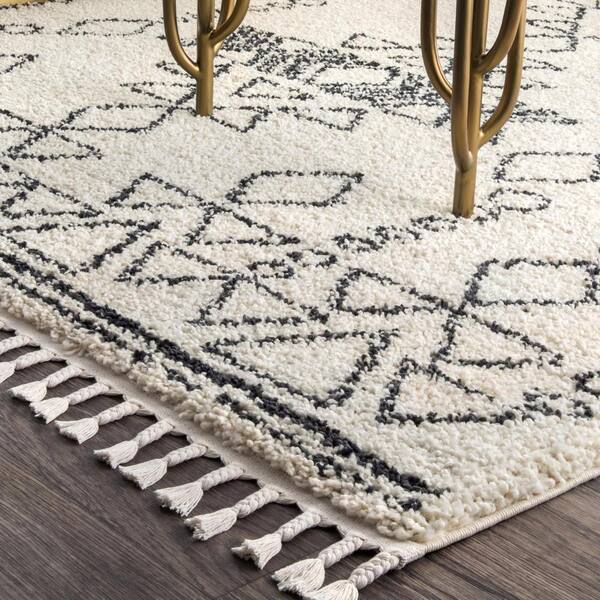 HAOCOO Boho Living Room Rug 4' x 6',Black and White Diamond Cotton Woven Washable Area Rug Moroccan Vintage Tribal Kitchen Rug Throw Carpet Indoor Outdoor Entryway Decor Rug for Bedroom Laundry Room