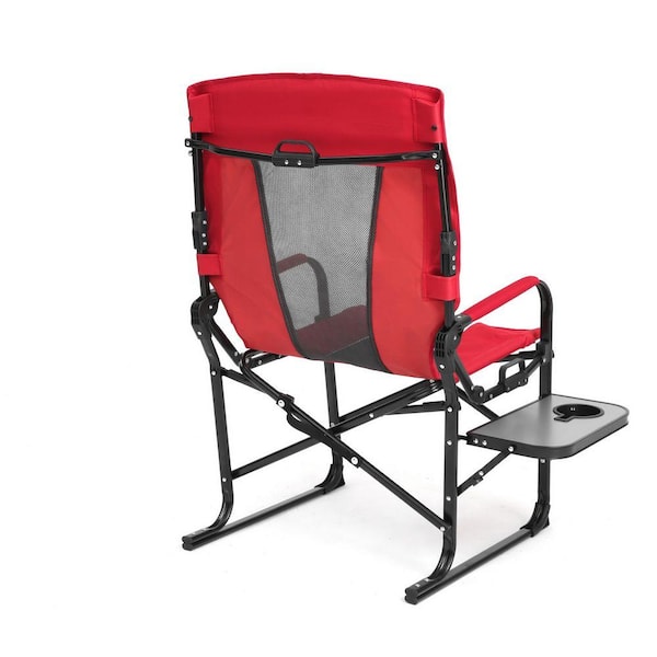 Heavy Duty Oversized Red Camping Lawn Chair with Side Table and
