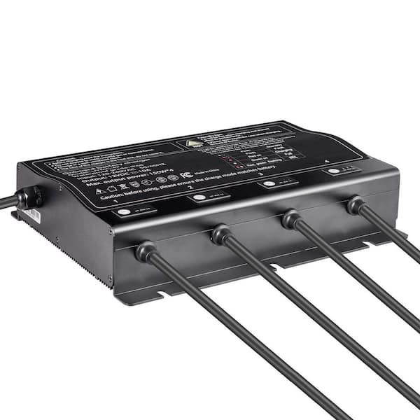 Marine Battery Charger 4-Bank 10A 12V Onboard Boat Charger Waterproof Smart On-Board Battery Charger