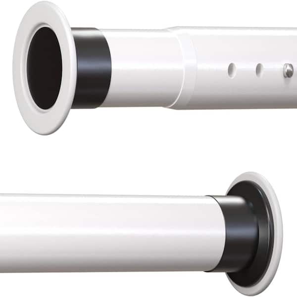 No-Drill Spring Tension Curtain Rod Adjustable 82.7-102.4 in. Room Divider Button Lock in Cream White