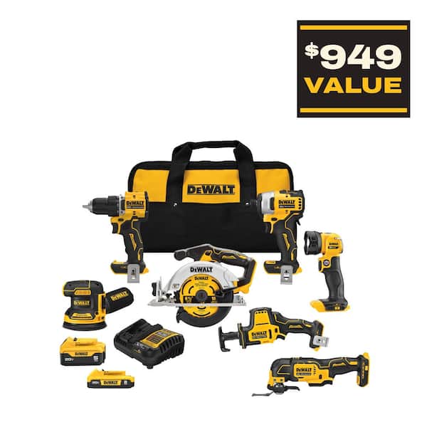 20-Volt MAX Lithium-Ion Cordless 7-Tool Combo Kit with 2.0 Ah Battery, 5.0 Ah Battery and Charger