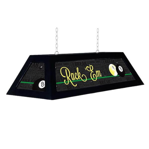 Trademark 4-Light Black Pool Table Rackem Wood Billiard Lamp