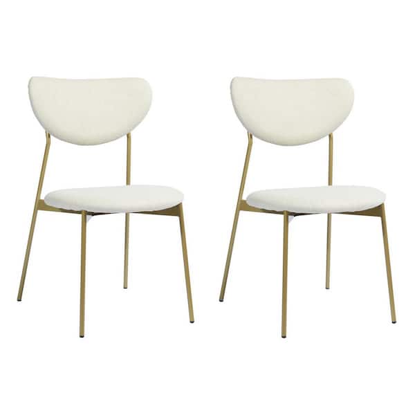 Spaco Beige Velvet Fabric Modern Metal Upholstered Side Chair (Set of 2)