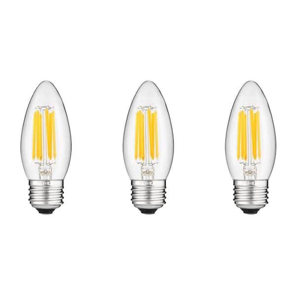 Sunlite 60-Watt Equivalent B11 Dimmable E26 Base Clear Torpedo Candle LED Light Bulb in Daylight, 5000K (3-Pack)