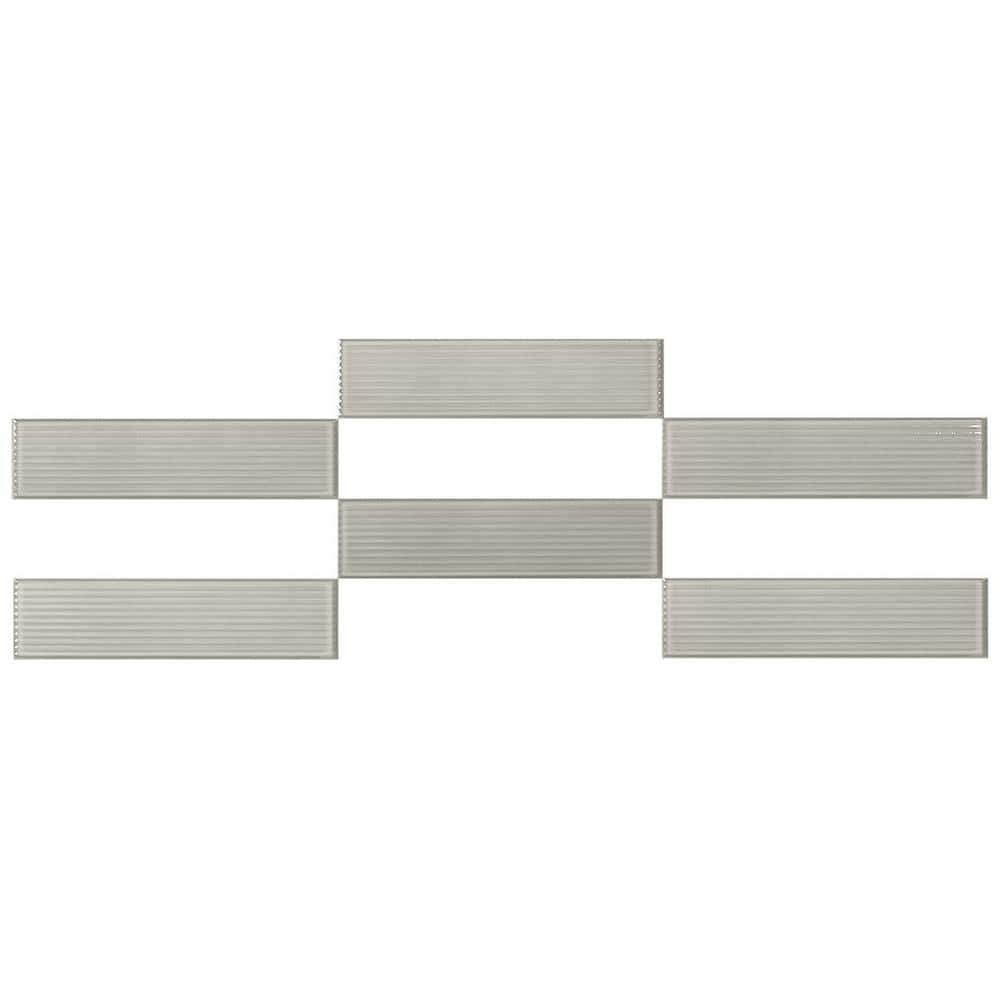 Stacy Garcia Olimar Grooved 4" x 16" Polished Gray Porcelain Subway Wall Tile
