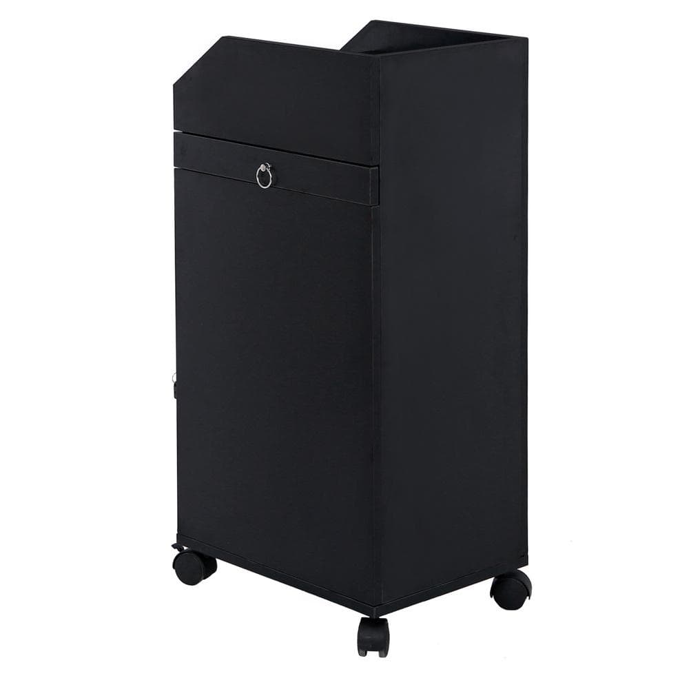 Black Wood Salon Trolley Storage Cart with Lockable Wheels