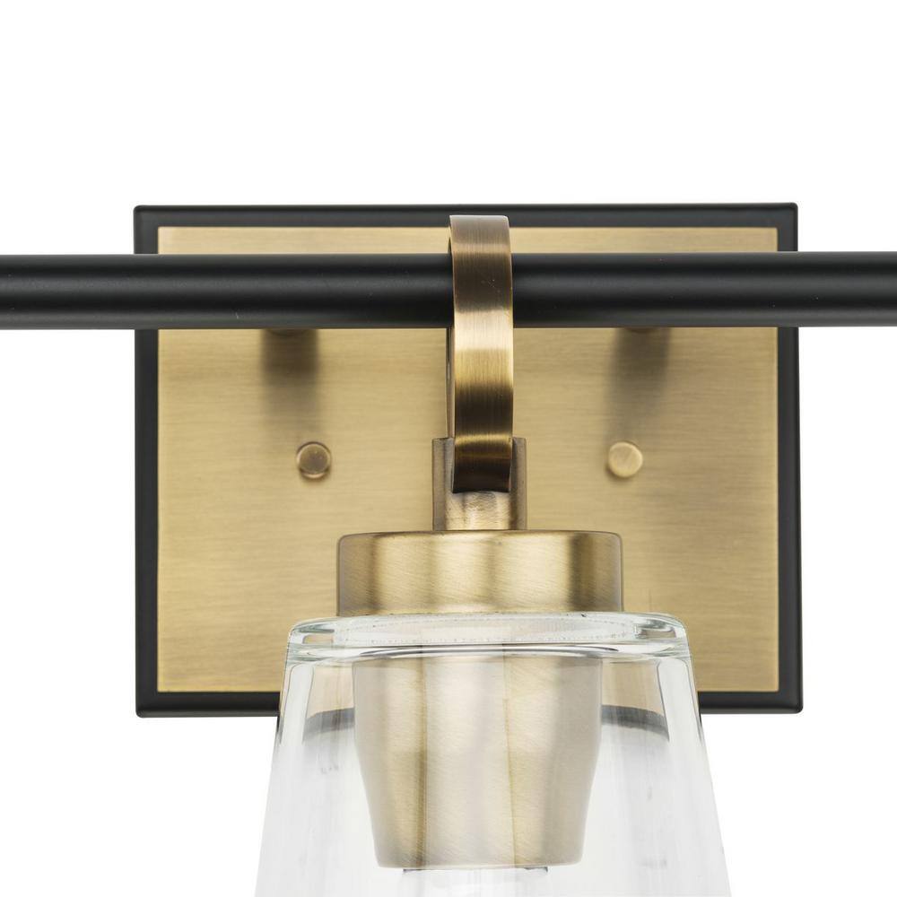 Cassell 3-Light Vintage Brass and Black Vanity Fixture