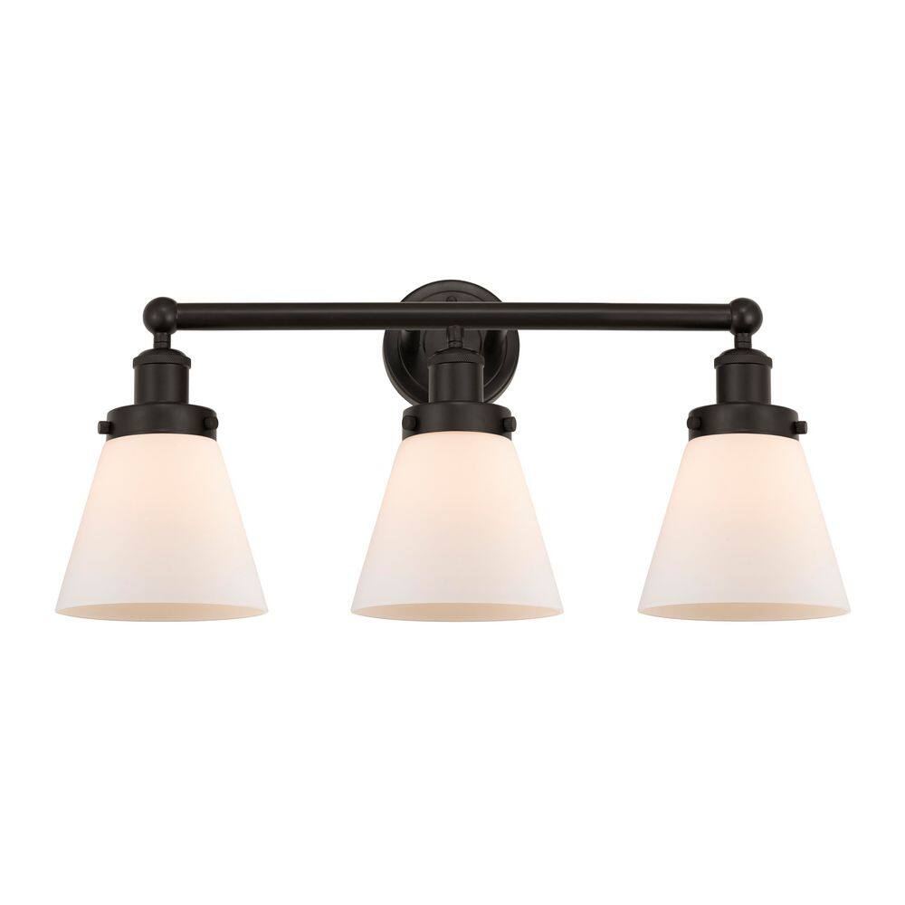 Cone 24.5 in. 3-Light Oil Rubbed Bronze Vanity Light with Glass Shade price history on PriceWatchPro