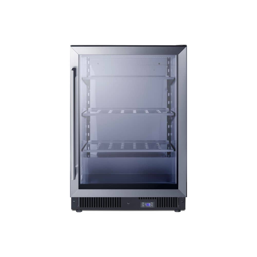 Summit Appliance Commercial 23.38 in. 5.14 cu. ft. Freezer Frost Free Defrost Upright Freezer in Glass Stainless Steel Door
