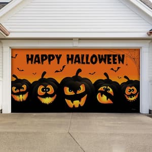 7 ft. x 16 ft. Happy Halloween Jack-O-Lanterns Garage Door Decor Mural for Double Car Garage Car Garage