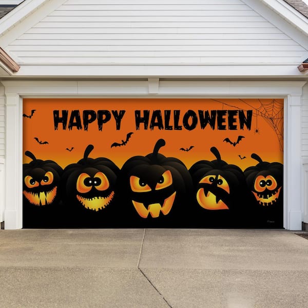 My Door Decor 7 ft. x 16 ft. Happy Halloween Jack-O-Lanterns Garage ...