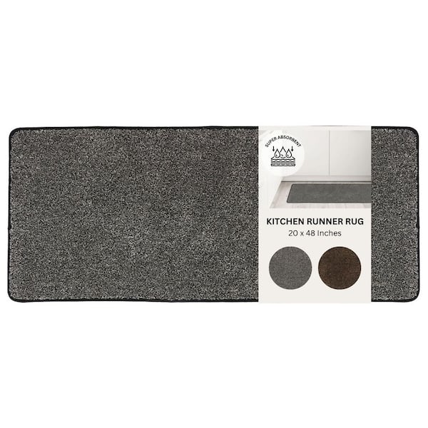 Speckled 48 in. x 20 in. Polyester Indoor Kitchen Mat Runner Black/White