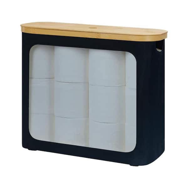 Toilet Paper Storage with Lid for Up to 12 Rolls, Large Toilet Paper Basket, Free Standing Bathroom Organizer, Black