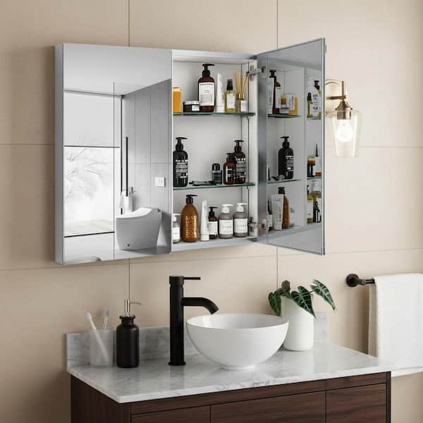 30 in. W x 26 in. H Large Rectangular Silver Aluminum Recessed