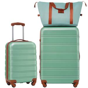 3-Piece Green Expandable ABS Hardshell Spinner 20 in. and 28 in. Luggage Set with Bag, 3-Digit TSA Lock