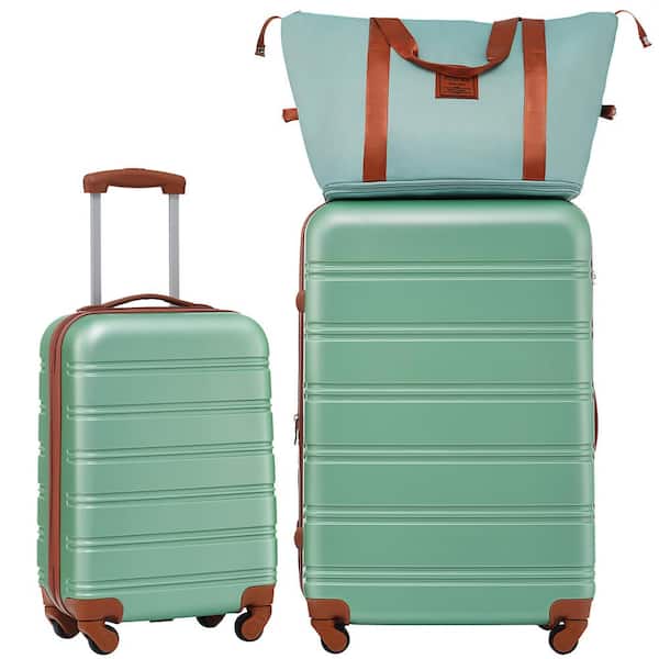 Merax 3-Piece Green Expandable ABS Hardshell Spinner 20 in. and 28 in. Luggage Set with Bag, 3-Digit TSA Lock