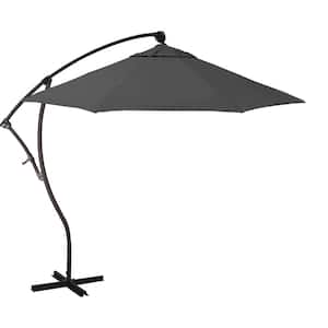 9 ft. Bronze Aluminum Cantilever Patio Umbrella with Crank Lift in Zinc Pacifica Premium