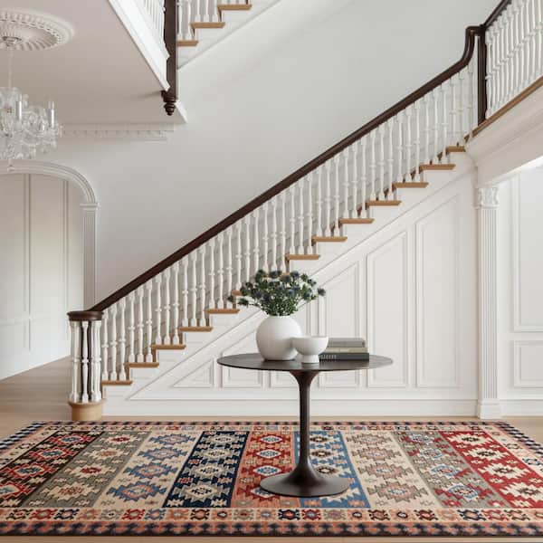Balsam Kilim Machine Washable Multi 8 ft. x 10 ft. Indoor Area Rug