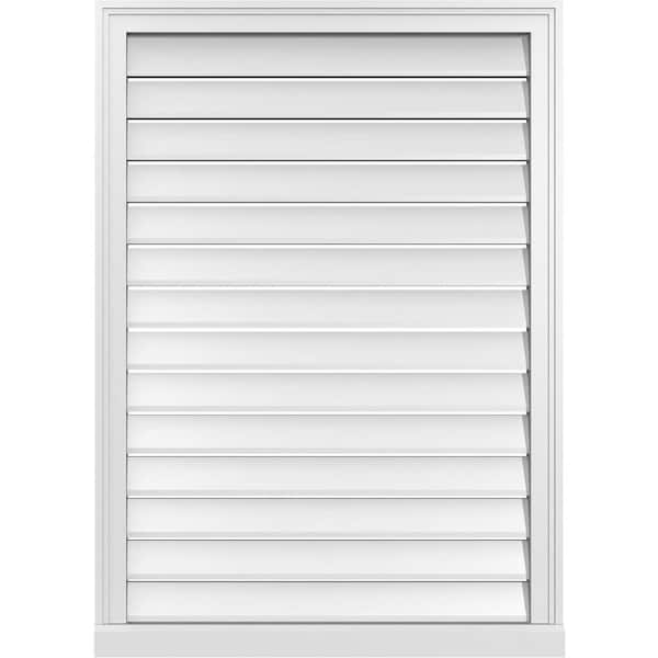 Ekena Millwork 30 in. x 42 in. Vertical Surface Mount PVC Gable Vent: Functional with Brickmould Sill Frame