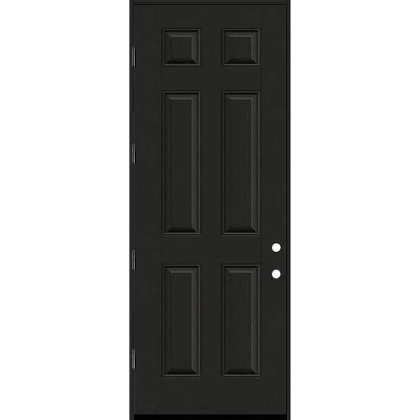 Steves & Sons Regency 36 in. x 96 in. 6 Panel RHOS Onyx Stain Mahogany Fiberglass Prehung Front Door with 6-9/16 Jamb