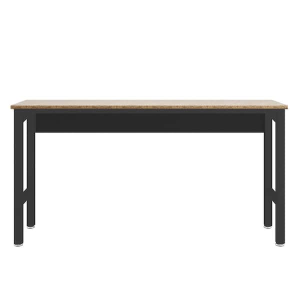 Manhattan Comfort Fortress 72.4 in. W x 20.5 in. D Steel Workbench Table in Charcoal Grey