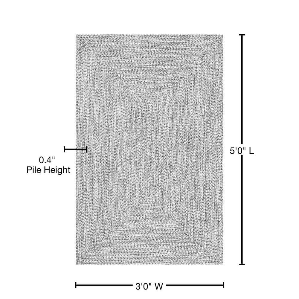 Salt and Pepper Braided Synthetic Indoor/Outdoor 3' x 5' Area Rug