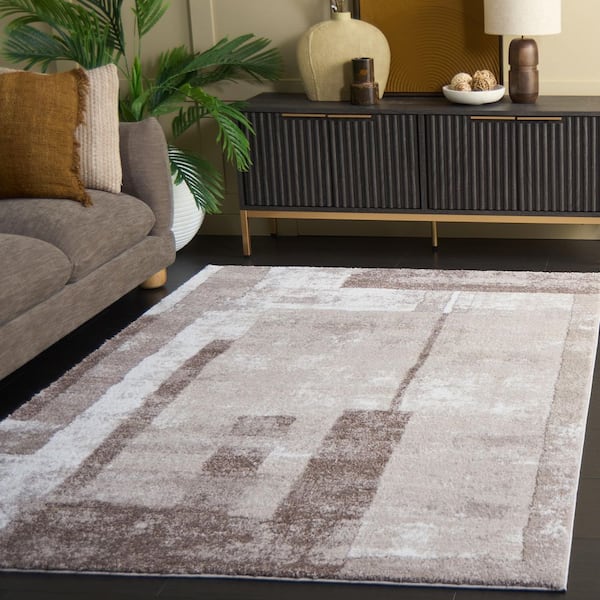 Northport 9 ft. x 12 ft. Taupe/Ivory Distressed Abstract Geometric Area Rug