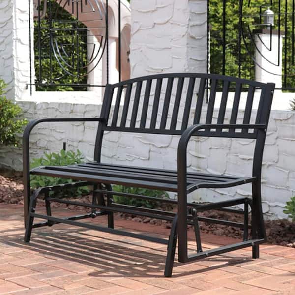 Maypex 4 ft. Outdoor Patio Steel Glider Porch Chair Loveseat Bench