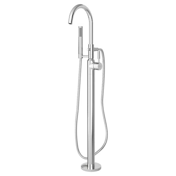 Cadet Single-Handle Freestanding Roman Tub Faucet with Hand Shower in Polished Chrome