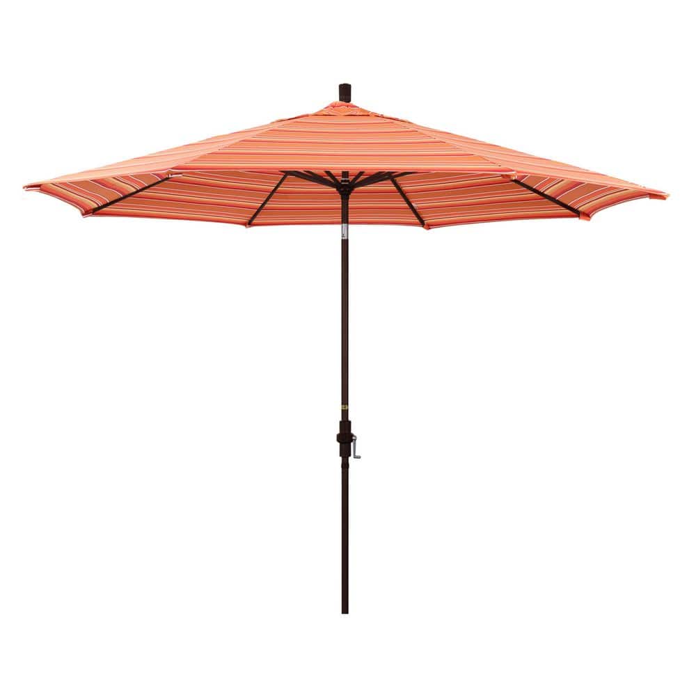 11 ft. Bronze Aluminum Market Patio Umbrella with Aluminum Ribs Collar Tilt Crank Lift in Dolce Mango Sunbrella price history on PriceWatchPro
