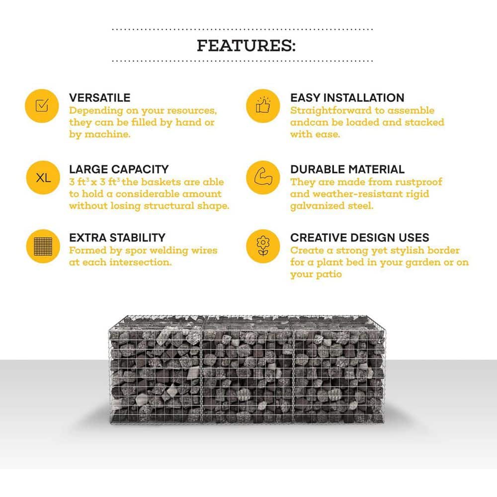 Heavy-Duty Galvanized Steel Garden Gabion Basket Set